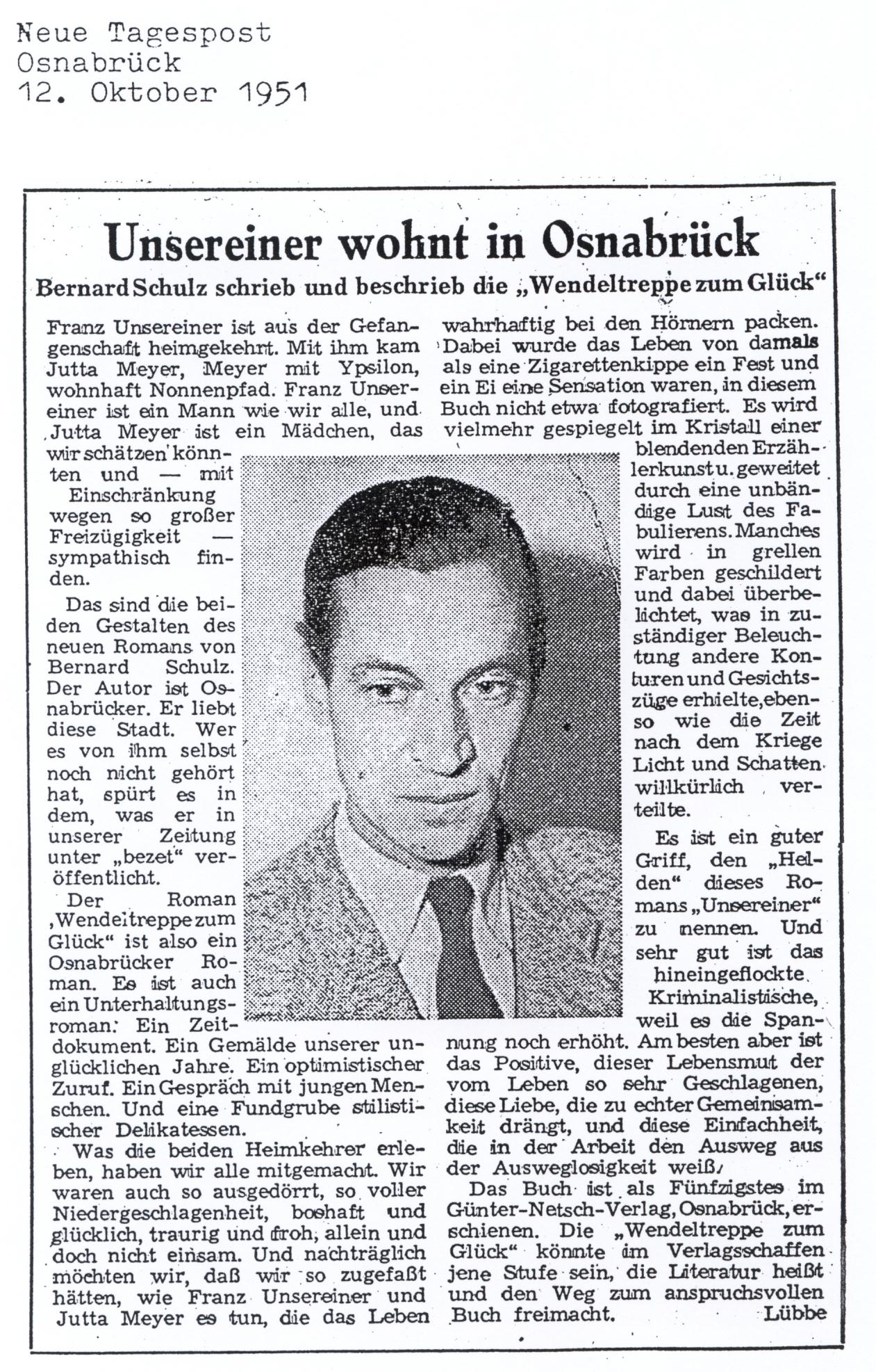 Rezension_Luebbe_Neue_Tagespost_1951-10-12
